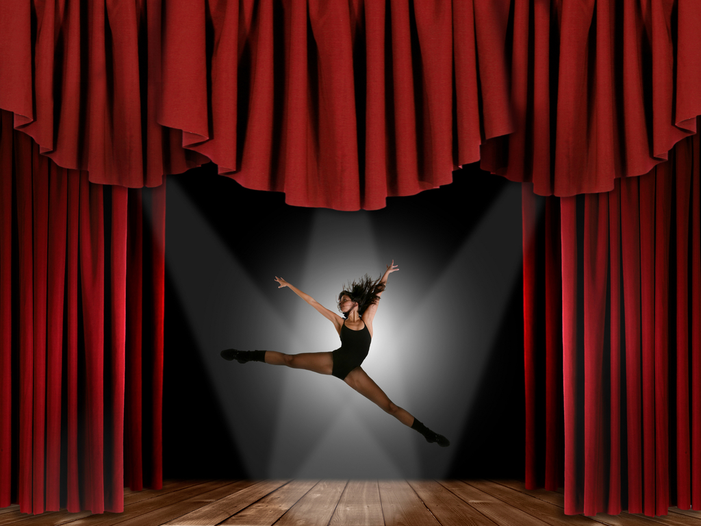 Dancer girl in curtain Backgrounds powerpoint backgrounds