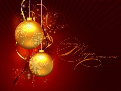 Beautiful Gold Yellow Christmas Baubles  Background