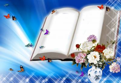 Blank Book With Flowers And Butterflies Background