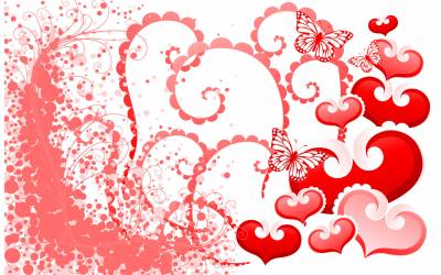 Butterfly Hearts Valentines Day Background Thumbnail