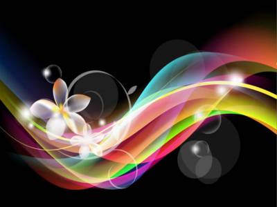 Colorful Abstract Wave With Flower Background Thumbnail