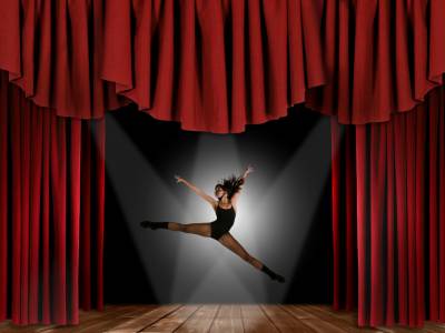 Dancer Girl In Curtain Background