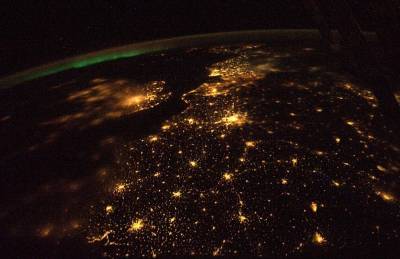 Earth At Night From Space Station Background
