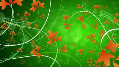 Floral Green And Orange Tone Background Thumbnail