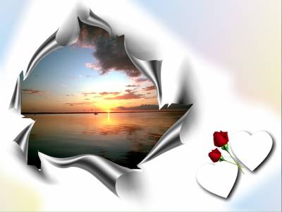 Flower And Hearts With Landscape Border Background Thumbnail