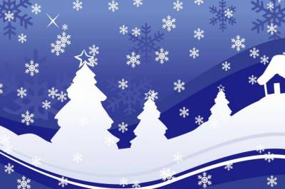 Happy New Year Blue Snowflakes Wave Background