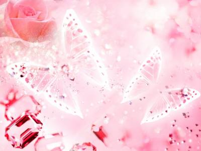 Pink Glowing Fantasy With Butterflies Background