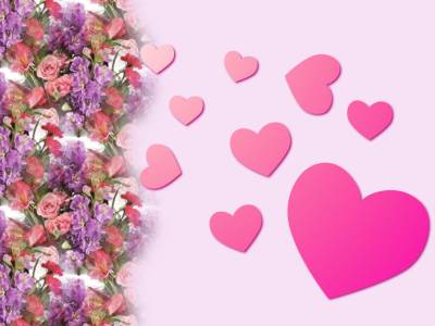 Valentine Hearts And Pink Roses Background