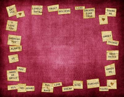 Words Of Love On Burgundy Background