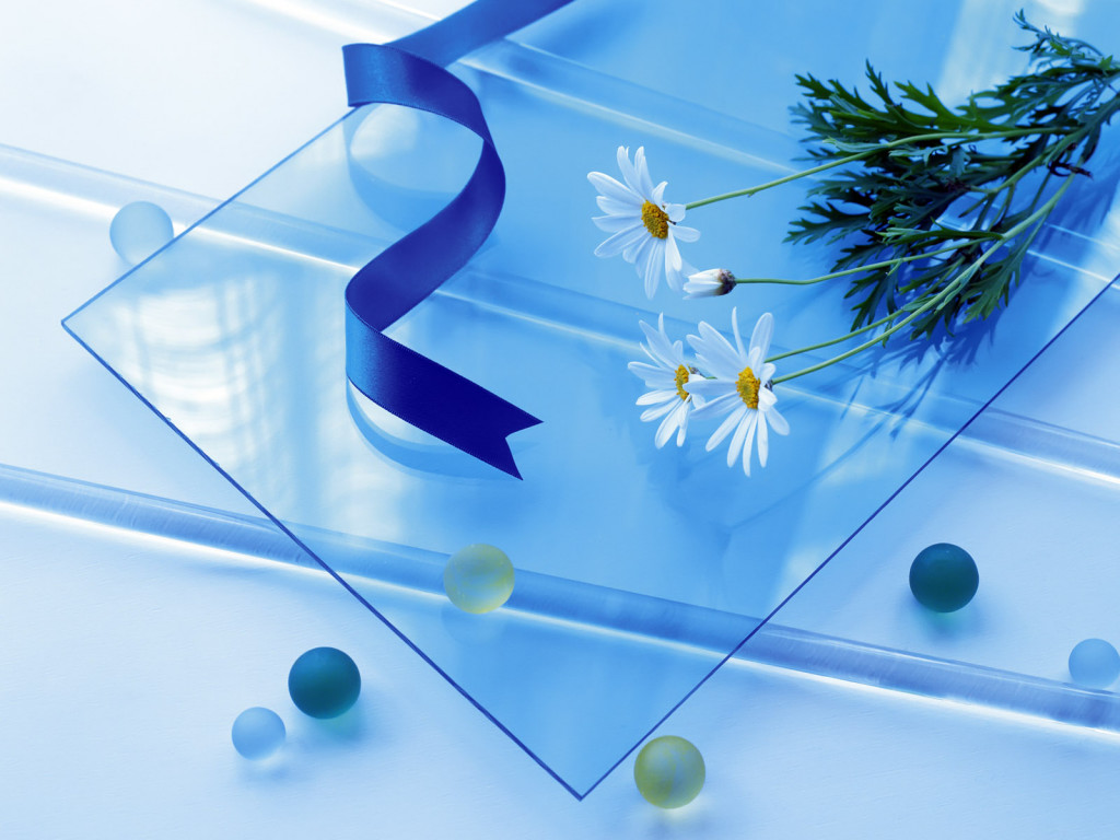 Beautiful flowers on glass powerpoint background