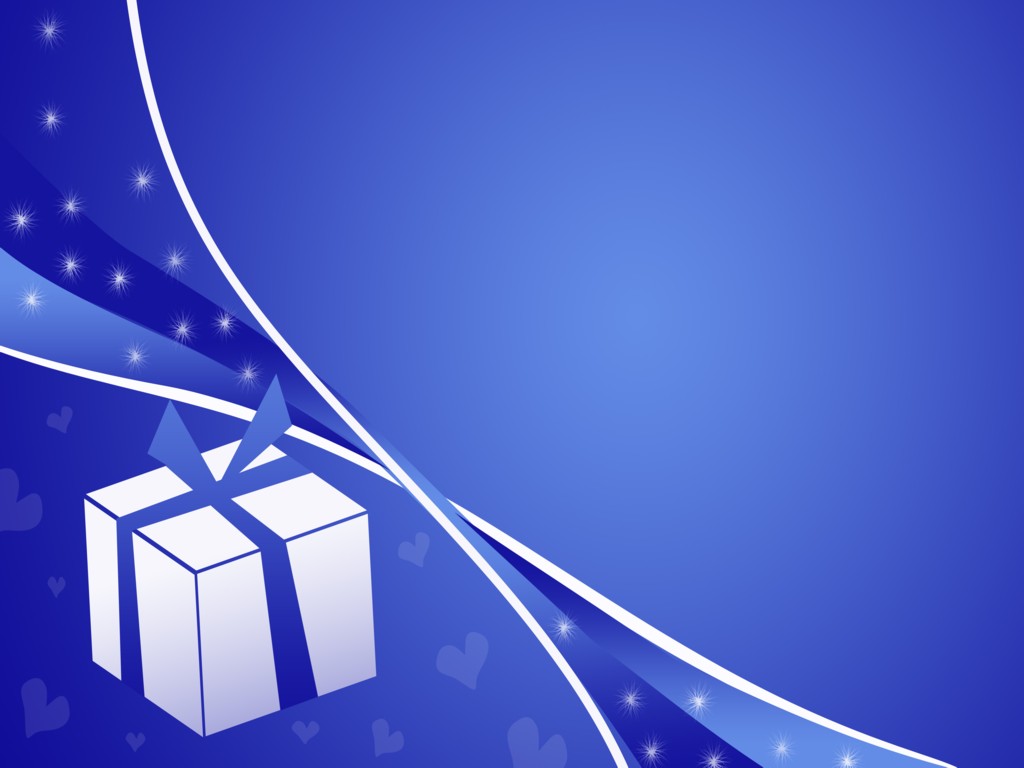 Birthday gift with a bow on a blue powerpoint background
