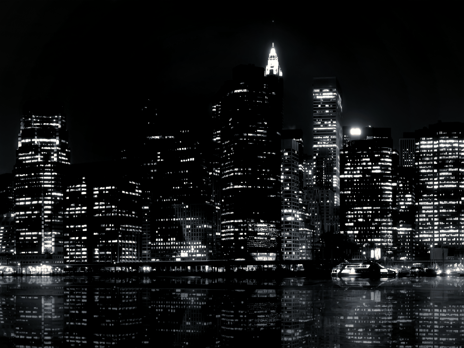 Black and White City Northern River powerpoint background