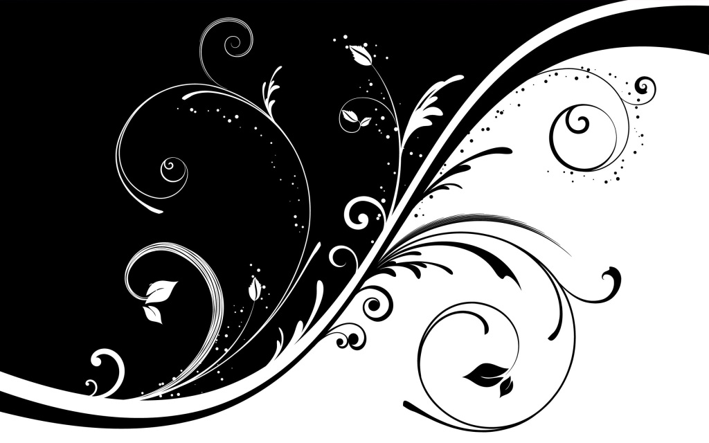 Black and white flower wave patterns powerpoint background