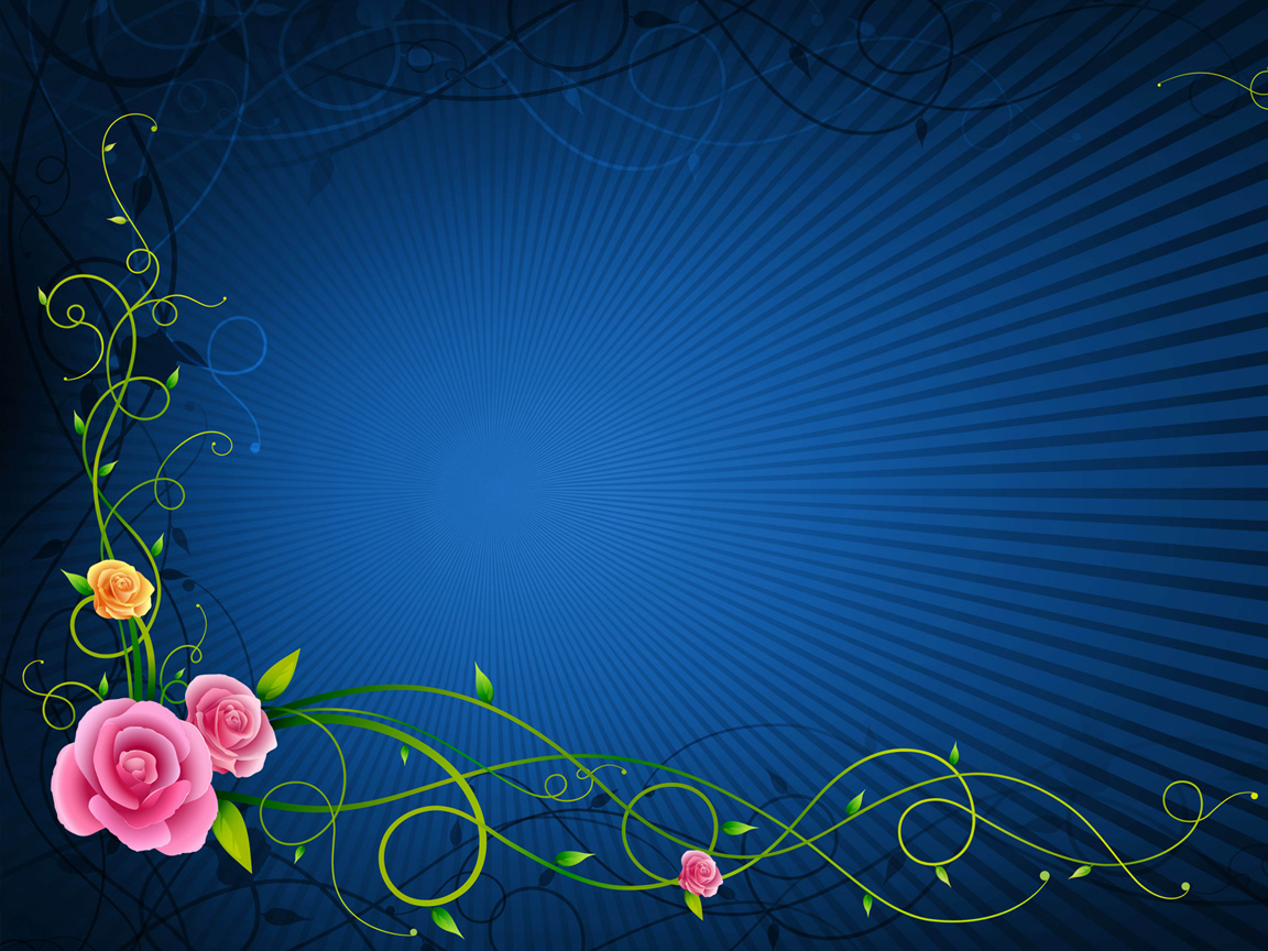 Blue Background Floral Rose Frame powerpoint background