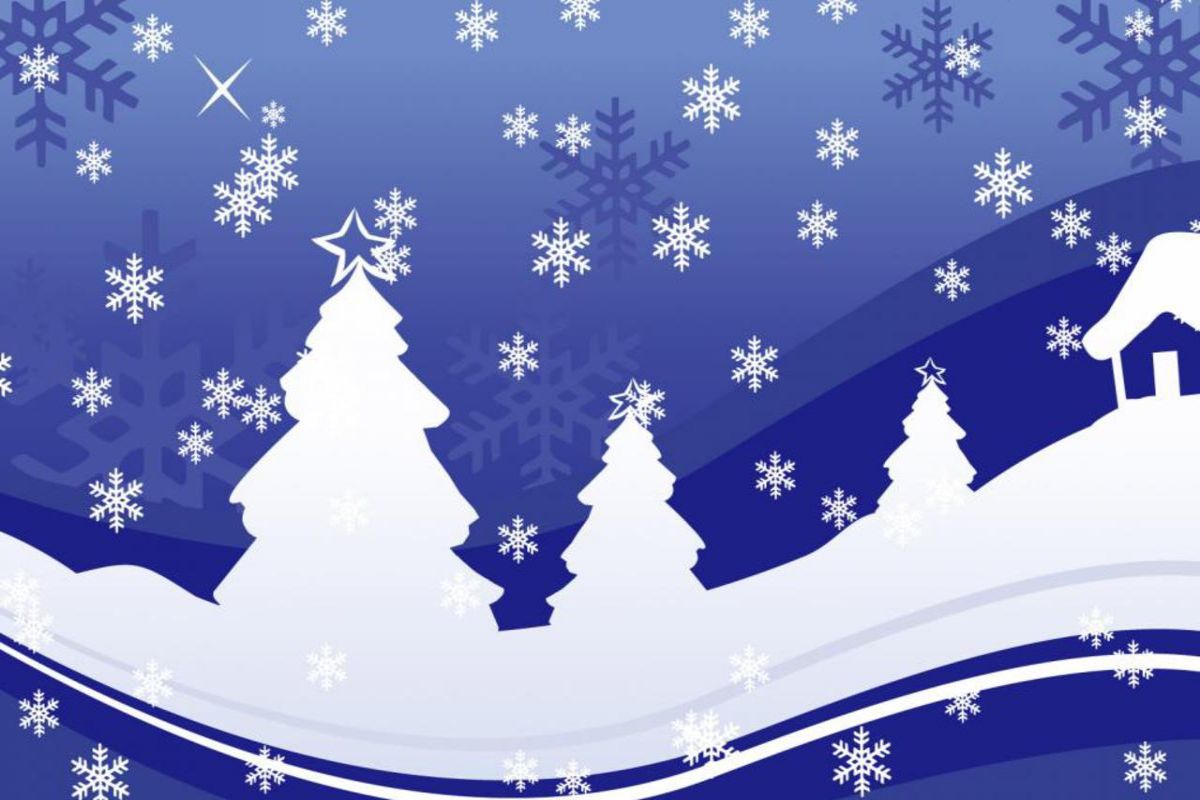 Happy new year blue snowflakes wave powerpoint background