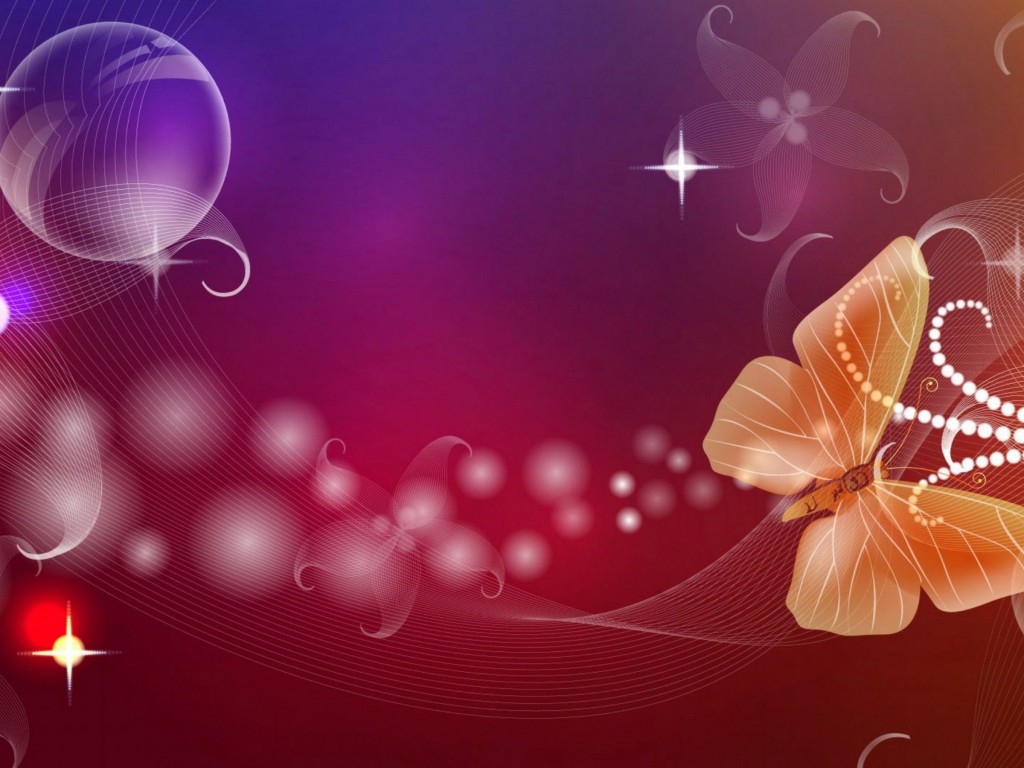 Lines and Bubbles with Butterfly powerpoint background