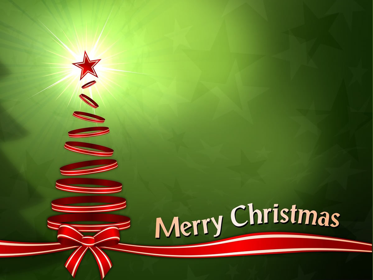 Merry Christmas with Tree Ribbons powerpoint background