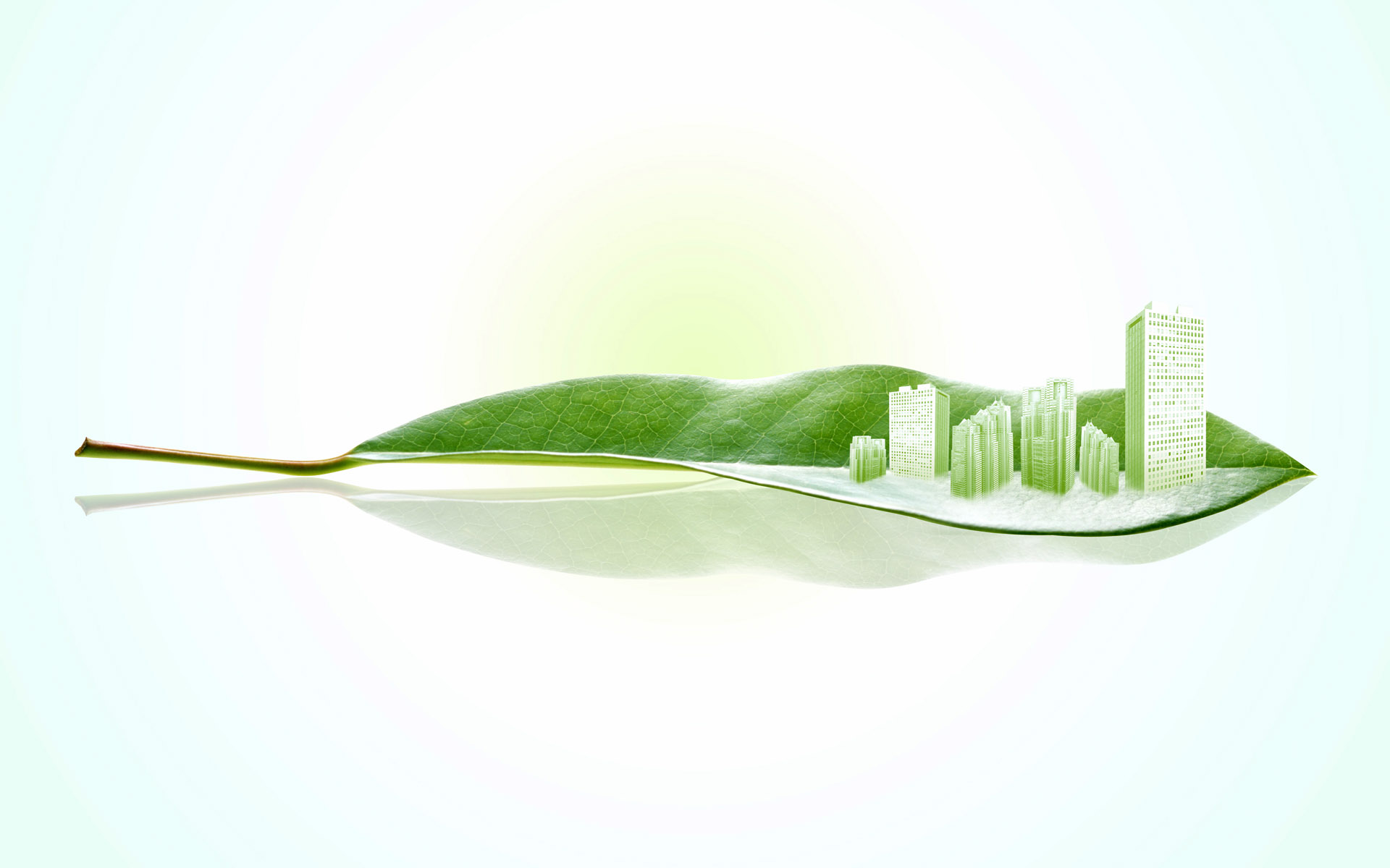 Modern city in green plants powerpoint background