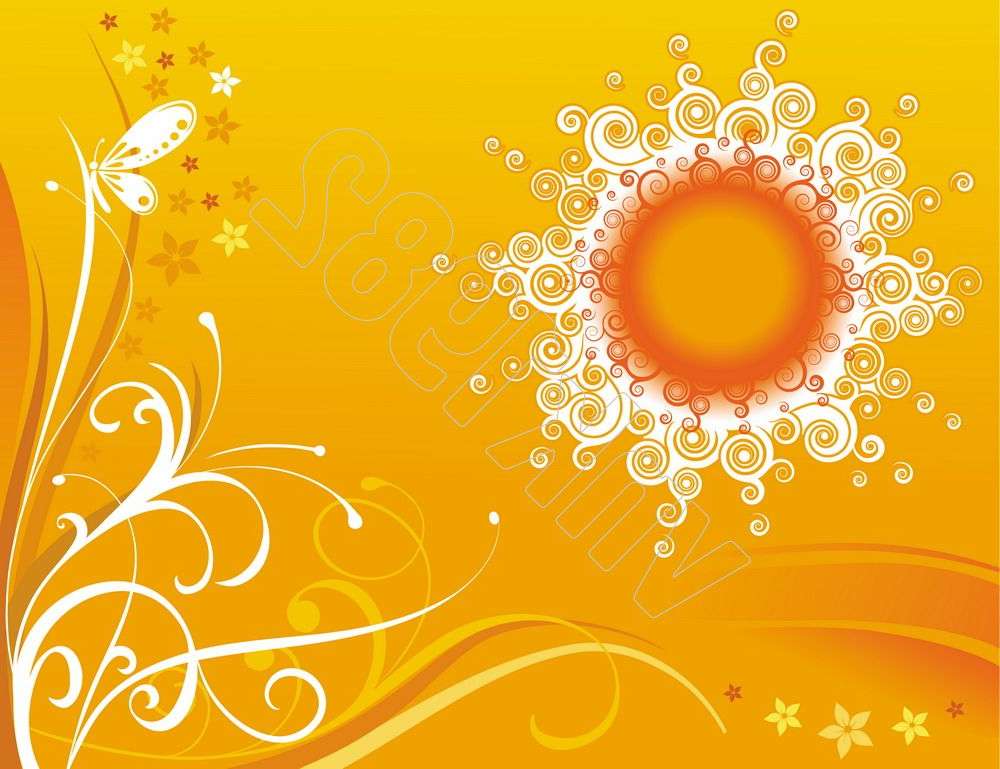Orange floral sun powerpoint background