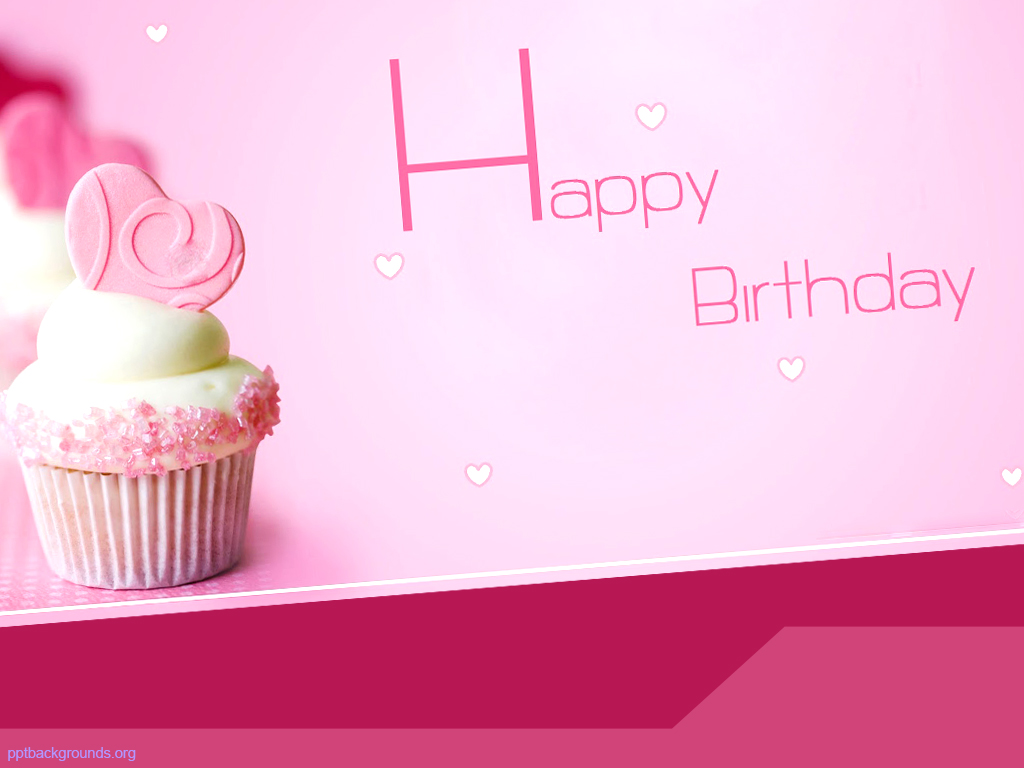 Pink Happy Birthday with Cake powerpoint background